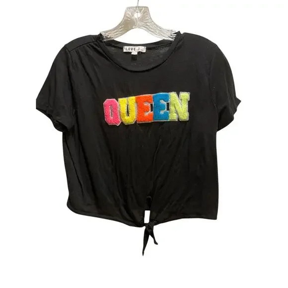 Love J QUEEN Embroidered Crop Top XL Black Pink - Picture 1 of 5